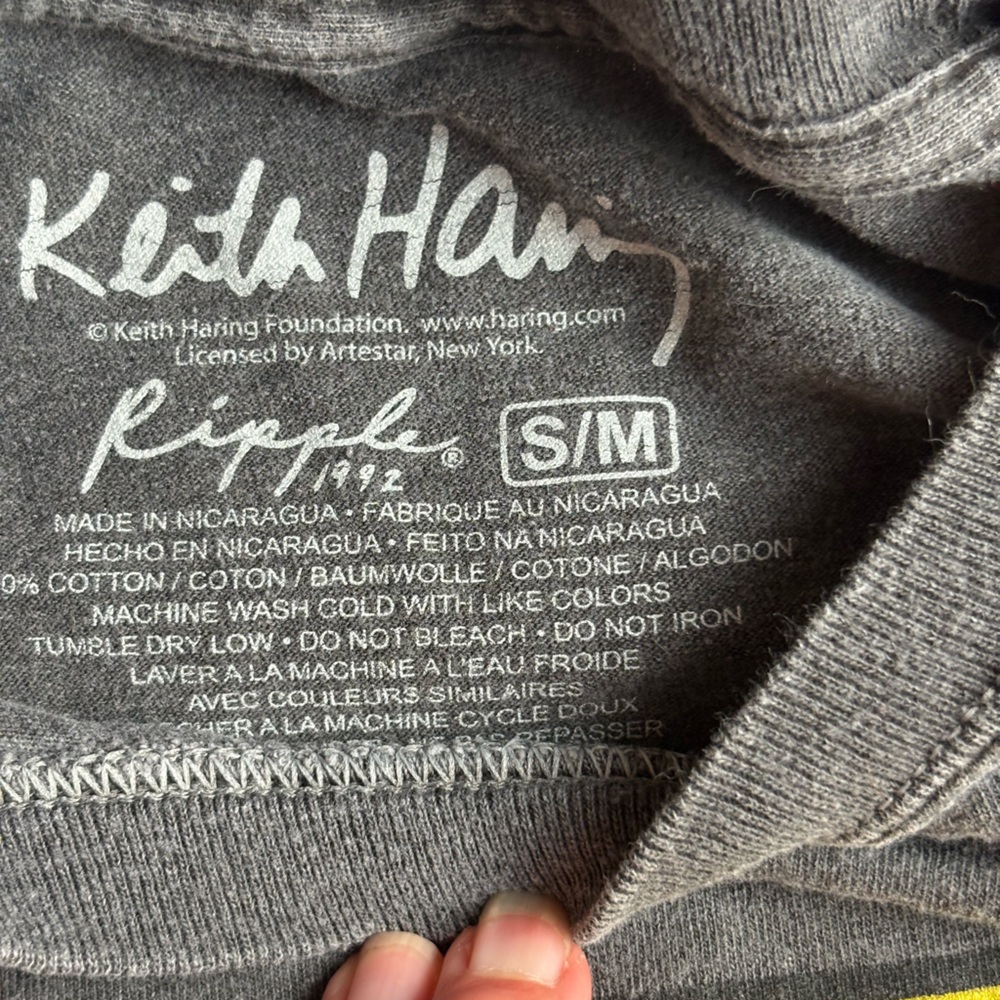 Vintage Keith Haring CollectibleRipple 1992 Long Sleeve Gray Art Shirt Men’s S/M - Picture 4 of 5
